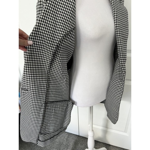 Rafael Women’s Houndstooth Blazer Size M Black Off White Vintage Oversized Fit - Picture 7 of 16